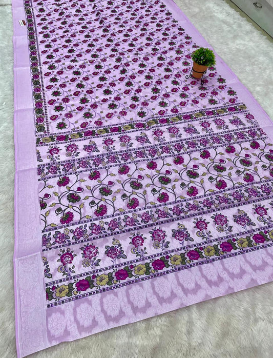 CT-NAGAR DEVI SUTI COTTON FABRIC SAREE WITH BEAUTIFUL RICH PALLU WITH FLORAL DESIGN AND WITHOUT BLOUSE