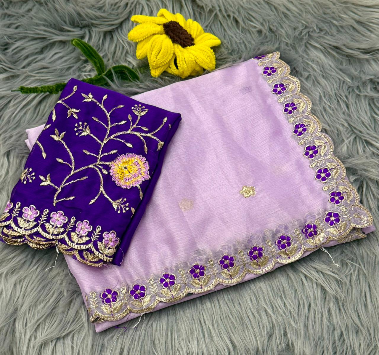 NN-2159 RANGOLI FABRIC SAREE WITH BEAUTIFUL DESIGN WITH EMBROIDERY AND THREAD WORK WITH HEAVY BLOUSE