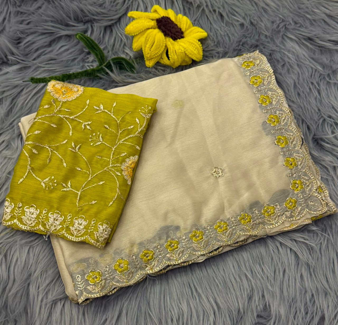 NN-2159 RANGOLI FABRIC SAREE WITH BEAUTIFUL DESIGN WITH EMBROIDERY AND THREAD WORK WITH HEAVY BLOUSE