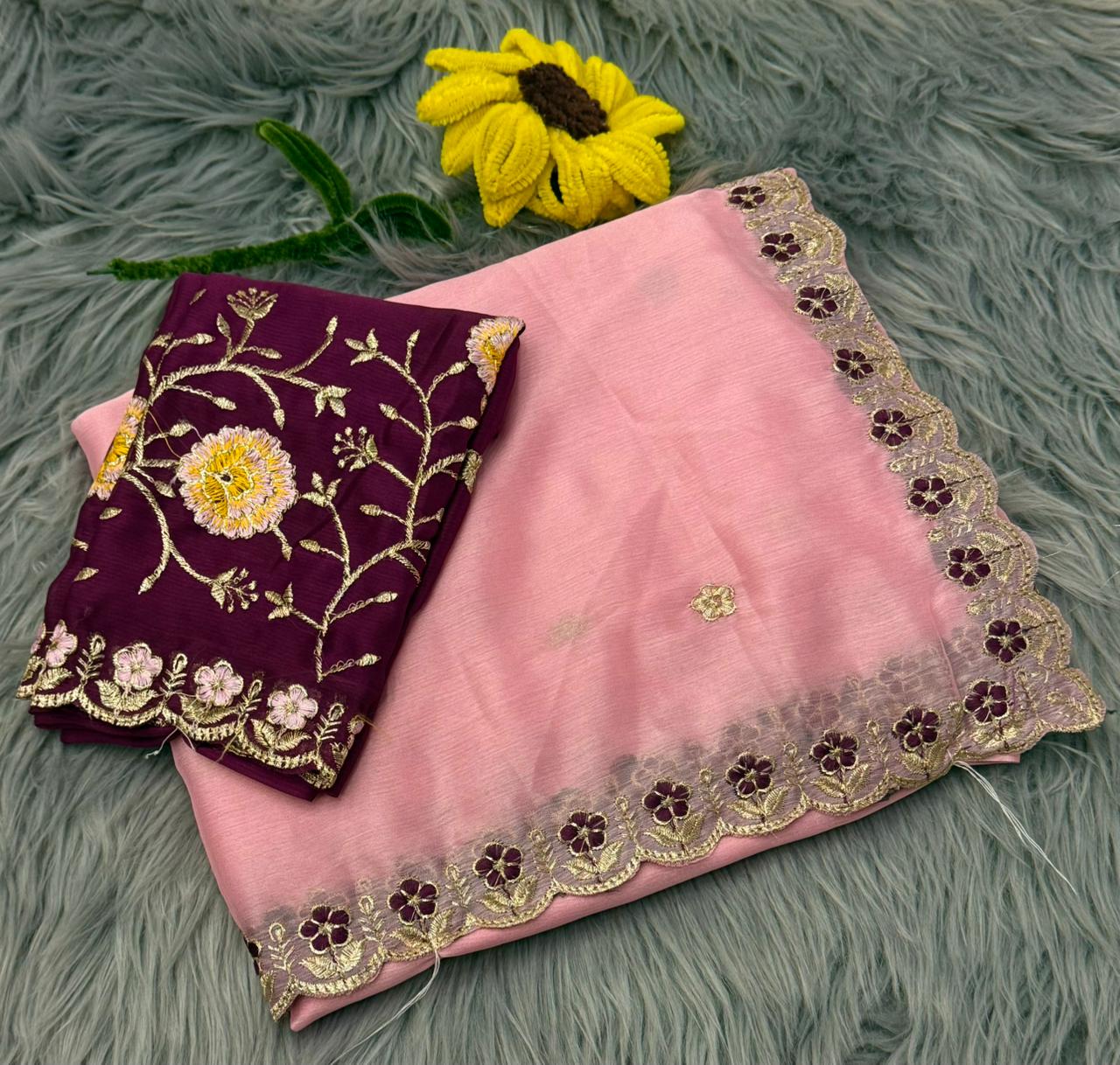 NN-2159 RANGOLI FABRIC SAREE WITH BEAUTIFUL DESIGN WITH EMBROIDERY AND THREAD WORK WITH HEAVY BLOUSE