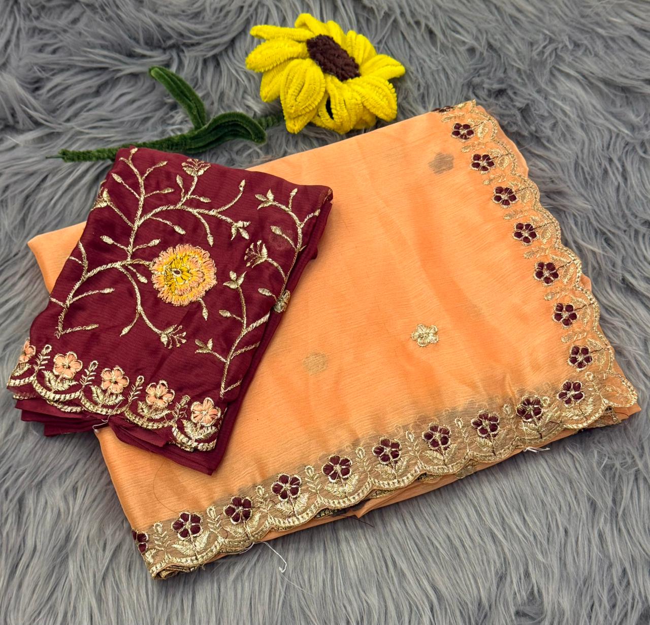 NN-2159 RANGOLI FABRIC SAREE WITH BEAUTIFUL DESIGN WITH EMBROIDERY AND THREAD WORK WITH HEAVY BLOUSE