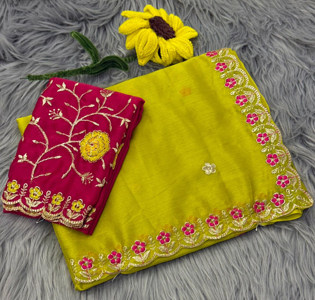 NN-2159 RANGOLI FABRIC SAREE WITH BEAUTIFUL DESIGN WITH EMBROIDERY AND THREAD WORK WITH HEAVY BLOUSE