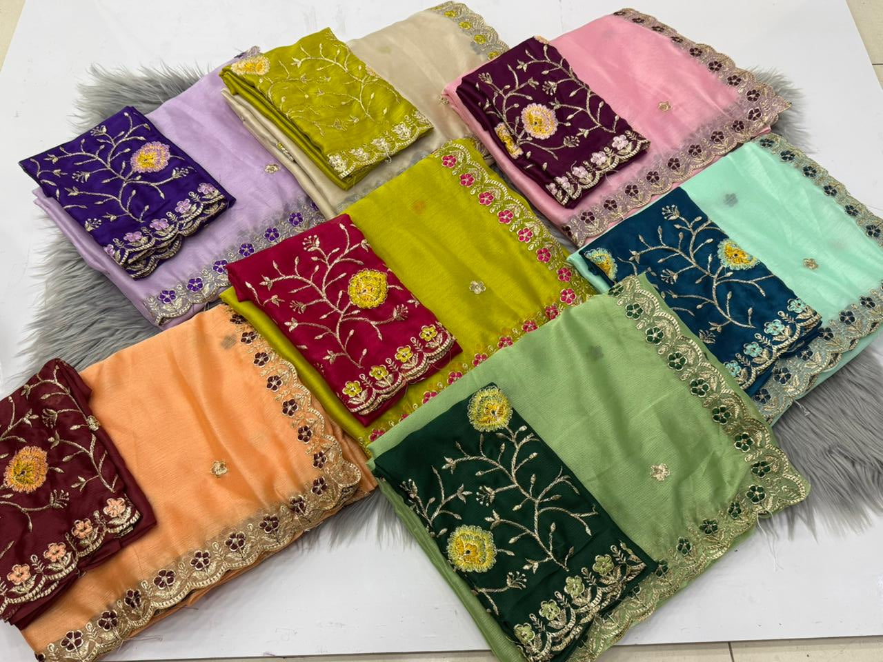 NN-2159 RANGOLI FABRIC SAREE WITH BEAUTIFUL DESIGN WITH EMBROIDERY AND THREAD WORK WITH HEAVY BLOUSE