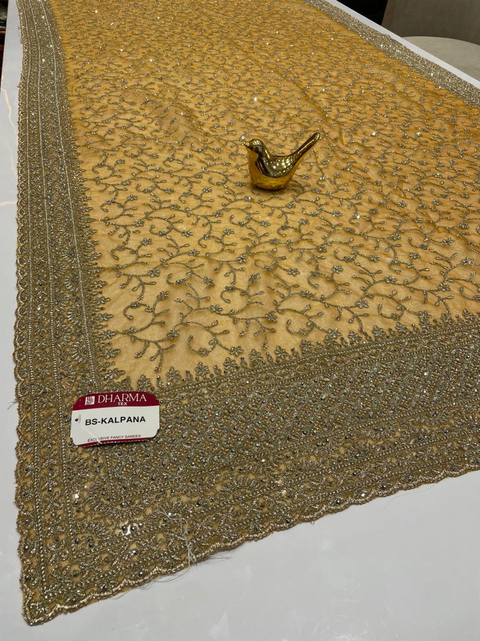 BS-KALPANA PREMIUM NET FABRIC SAREE WITH HEAVY JHAL DESIGN WITH HEAVY EMBROIDERY WORK WITH DIAMOND WORK AND HEAVY BLOUSE