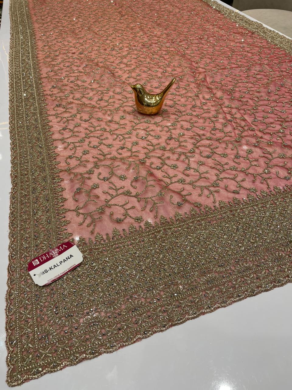 BS-KALPANA PREMIUM NET FABRIC SAREE WITH HEAVY JHAL DESIGN WITH HEAVY EMBROIDERY WORK WITH DIAMOND WORK AND HEAVY BLOUSE