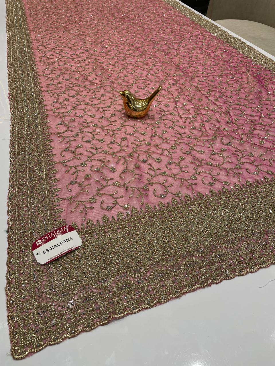 BS-KALPANA PREMIUM NET FABRIC SAREE WITH HEAVY JHAL DESIGN WITH HEAVY EMBROIDERY WORK WITH DIAMOND WORK AND HEAVY BLOUSE