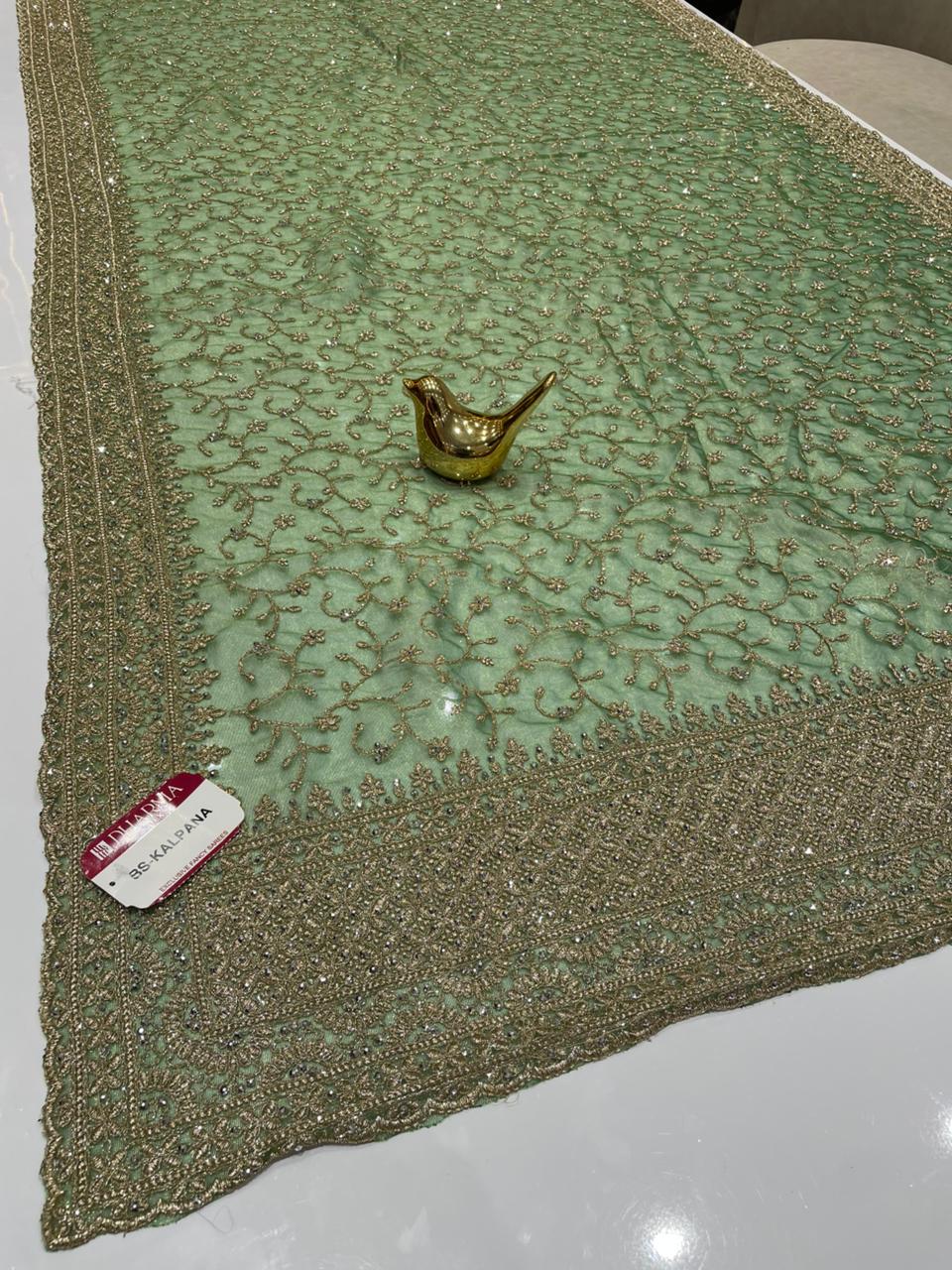 BS-KALPANA PREMIUM NET FABRIC SAREE WITH HEAVY JHAL DESIGN WITH HEAVY EMBROIDERY WORK WITH DIAMOND WORK AND HEAVY BLOUSE