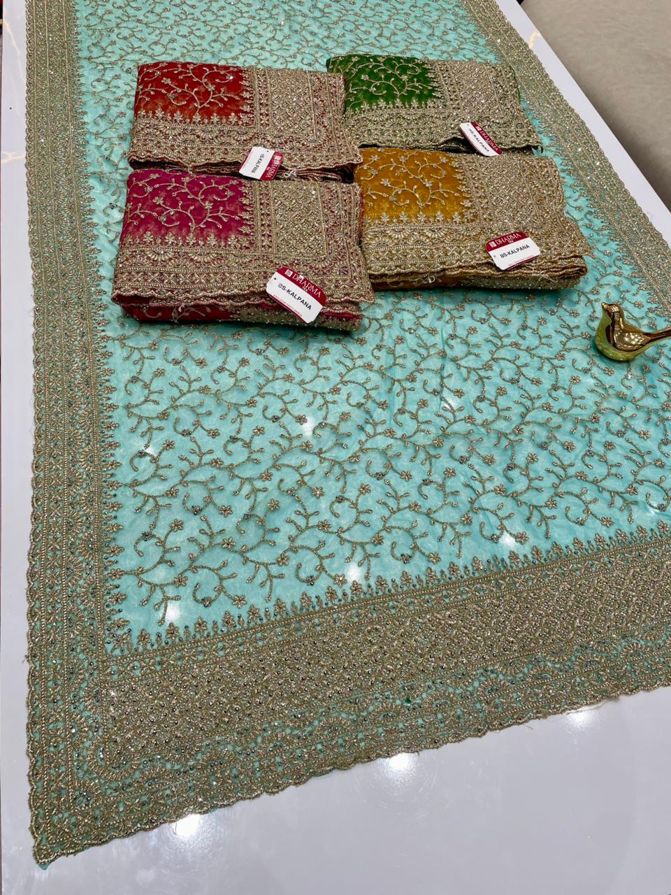 BS-KALPANA PREMIUM NET FABRIC SAREE WITH HEAVY JHAL DESIGN WITH HEAVY EMBROIDERY WORK WITH DIAMOND WORK AND HEAVY BLOUSE