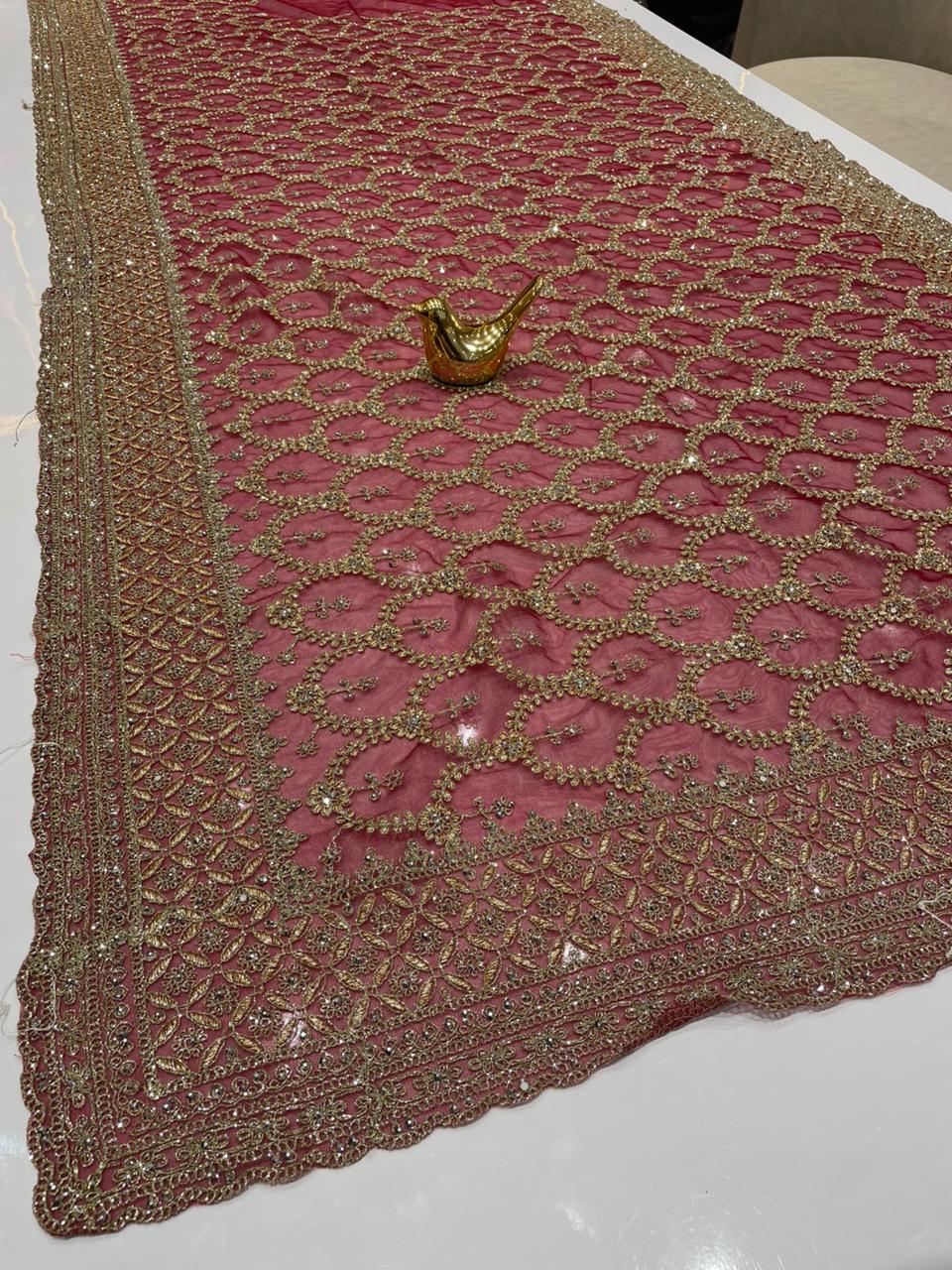 BS-SAROJNI DARK PREMIUM NET FABRIC SAREE WITH HEAVY JHAL DESIGN WITH HEAVY EMBROIDERY WORK WITH DIAMOND WORK AND HEAVY BLOUSE