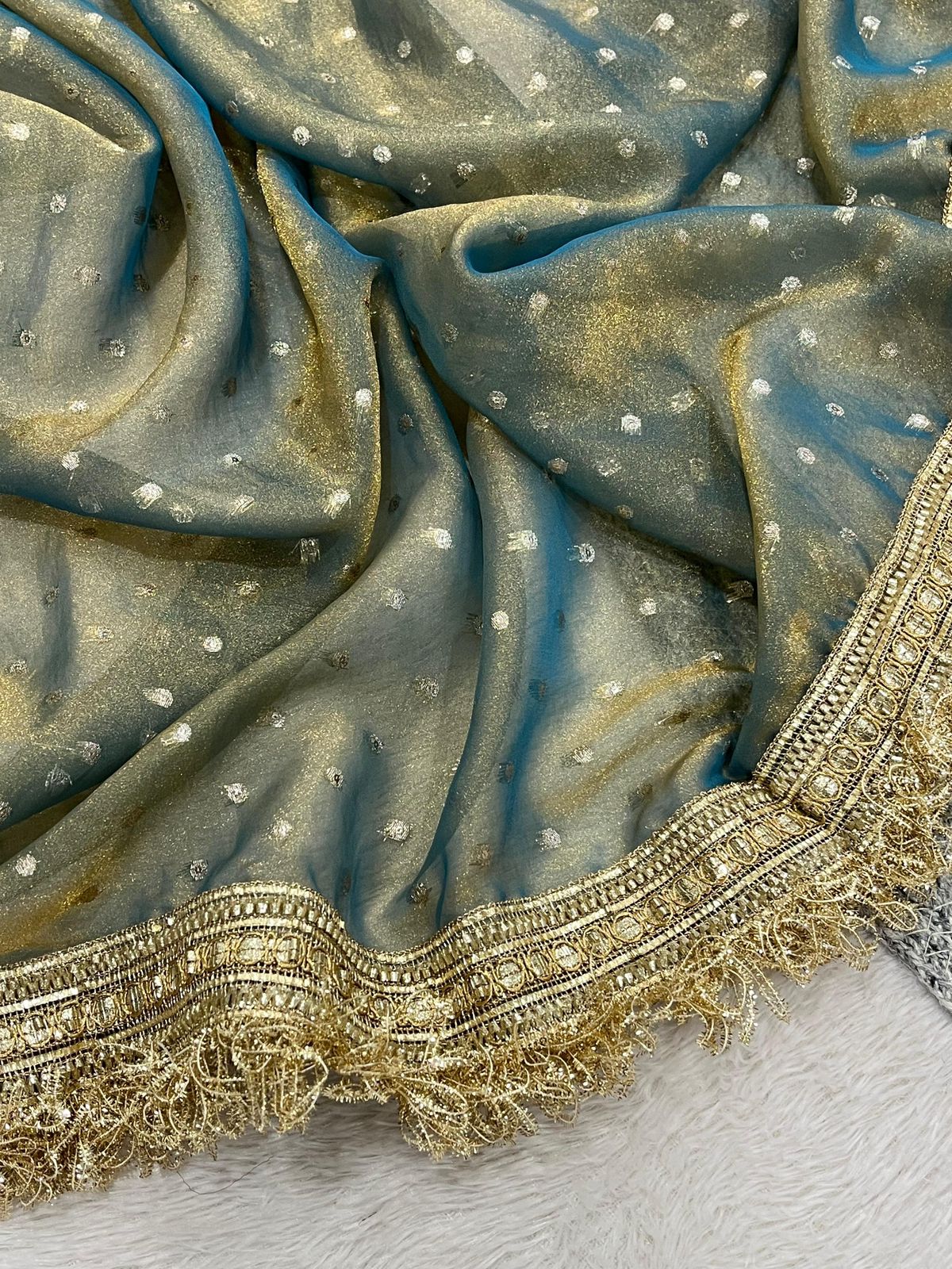 SB-VIRAL-BUTTI NC MOSS FABRIC SAREE WITH  BEAUTIFUL VIRAL SAREE WITH SUPER AND SUPER ELEGANT DESIGN WITH ORIGINAL EMBROIDERY WORK WITH BEAUTIFUL LACE WITH SUPER LUXURIOUS GIRLISH LOOK SAREE