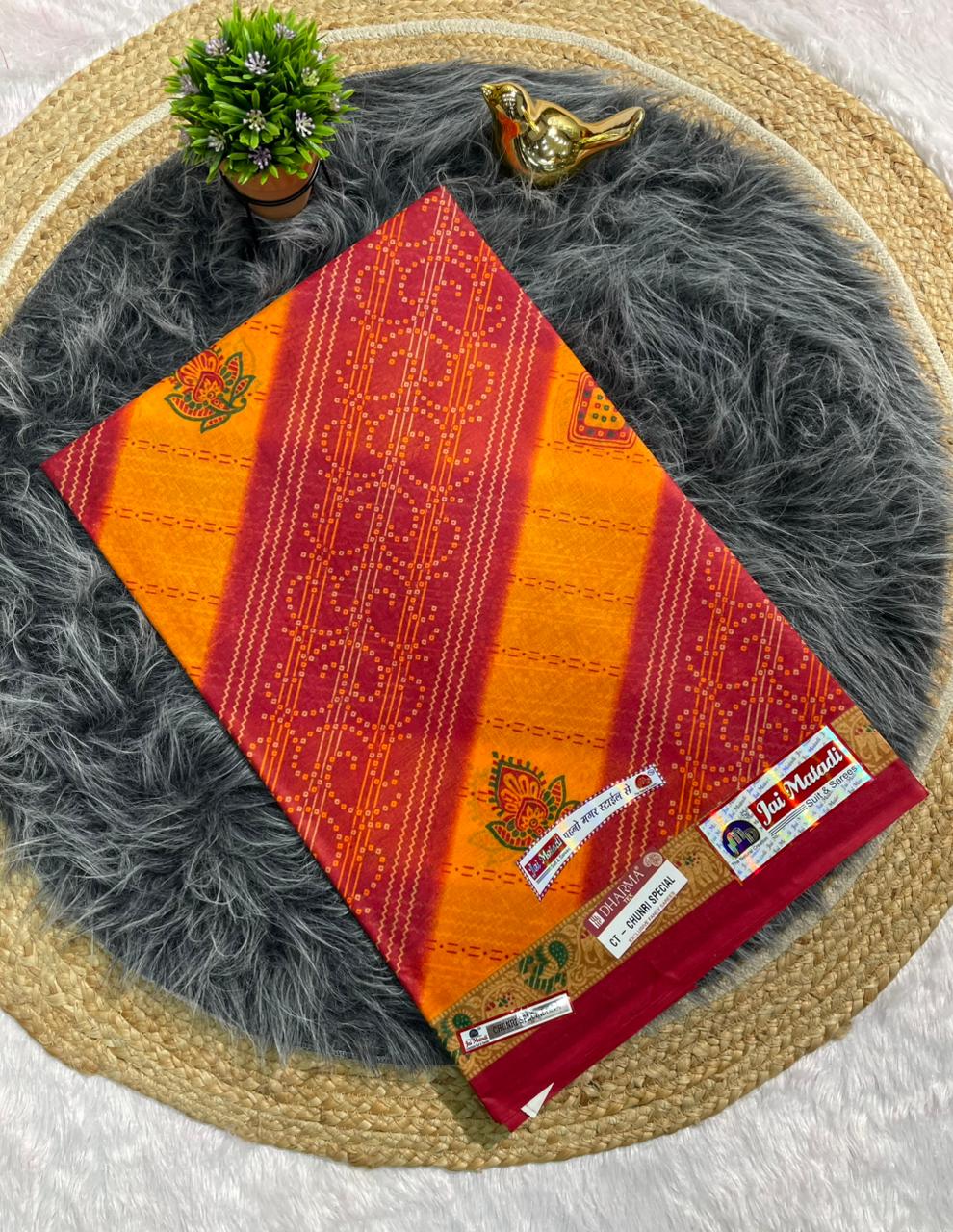 CT-CHUNRI SPECIAL-2 SUTI COTTON SAREE WITH CHUNRI PRINT CATLOG DESIGN