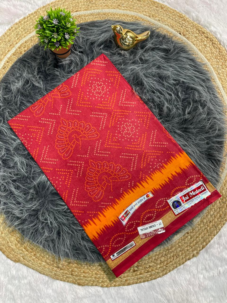 CT-CHUNRI SPECIAL-2 SUTI COTTON SAREE WITH CHUNRI PRINT CATLOG DESIGN