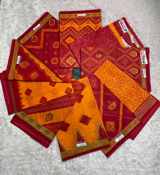 CT-CHUNRI SPECIAL-2 SUTI COTTON SAREE WITH CHUNRI PRINT CATLOG DESIGN