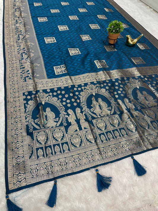 AJ-AALIA 50/600 SOFT SILK SAREE WITH VARMALA JODA IN PALLU WITH KALASH DESIGN ON BODY WITH BEAUTIFUL DAMAN DESIGN VIRAL DESIGN WITH BUTTI BLOUSE