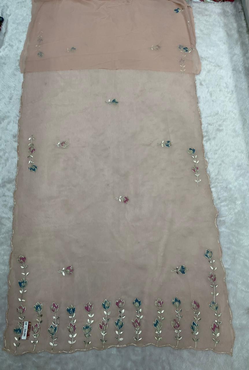 SB-SALONI STAR GEORGETTE FABRIC SAREE WITH AARI WORK WITH RIBIN WORK AND CUTWORK WITH BLOUSE