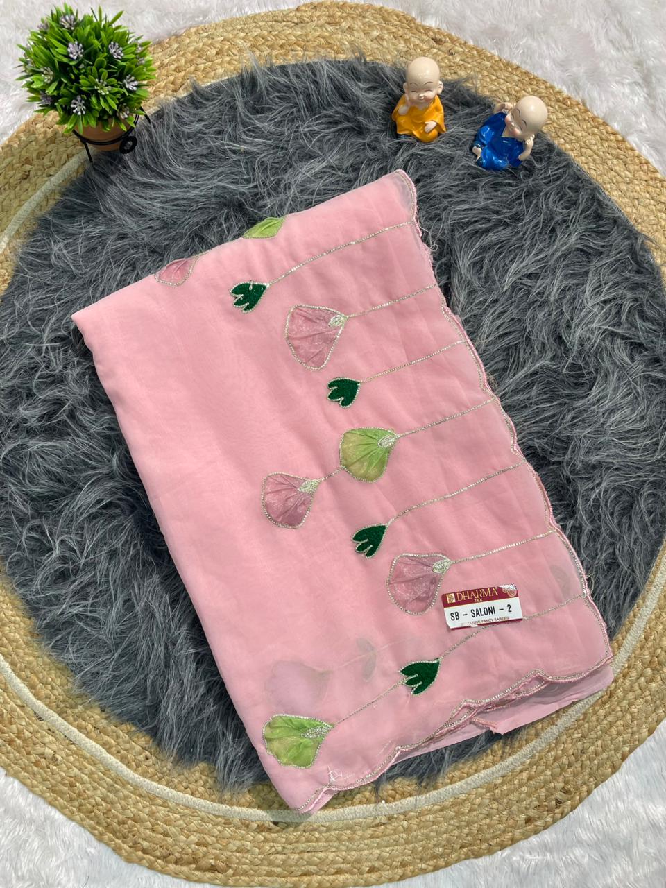 SB-SALONI-2 STAR GEORGETTE FABRIC SAREE WITH AARI WORK WITH RIBIN WORK AND CUTWORK WITH BLOUSE