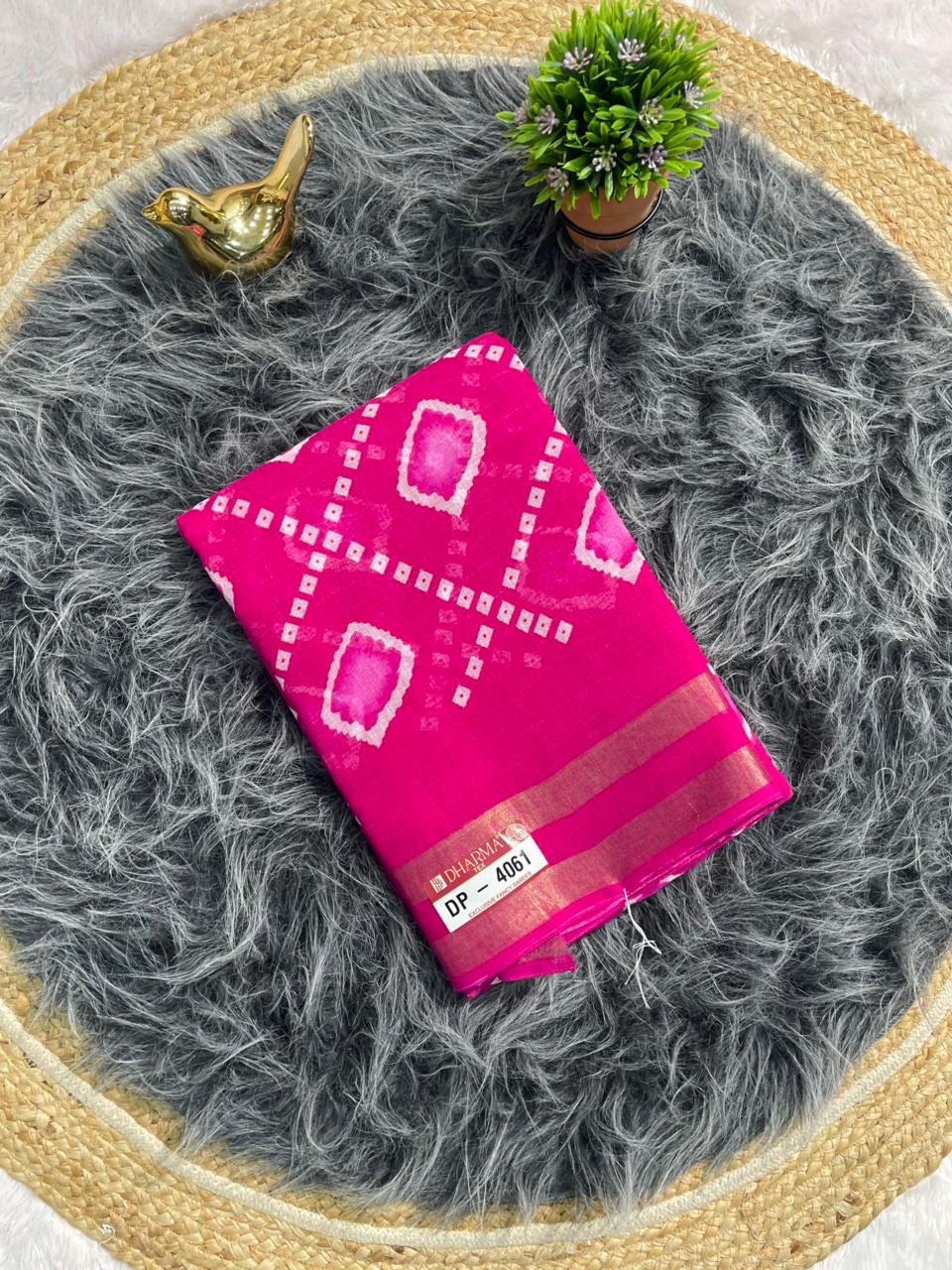 DP-4061 LINEN FABRIC SAREE WITH BEAUTIFUL RICH PALLU DESIGN WITH BLOUSE