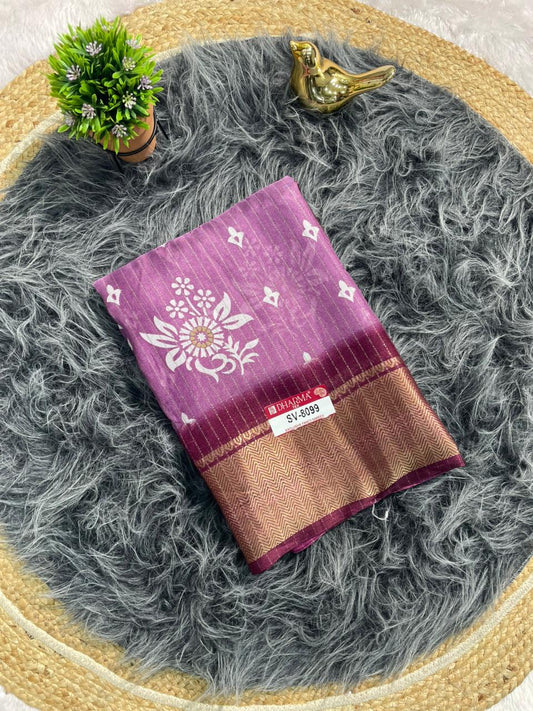 SV-8099 DOLA RIKO FABRIC SAREE WITH BEUATIFUL DESIGN WITH RICH PALLU WITH JACUARD BORDER AND BLOUSE