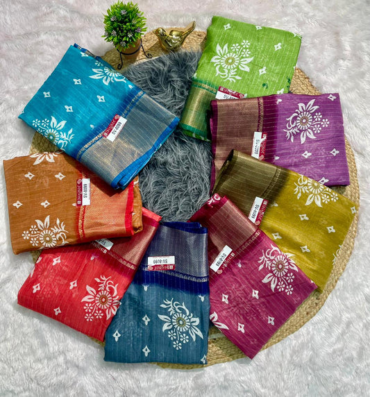 SV-8099 DOLA RIKO FABRIC SAREE WITH BEUATIFUL DESIGN WITH RICH PALLU WITH JACUARD BORDER AND BLOUSE