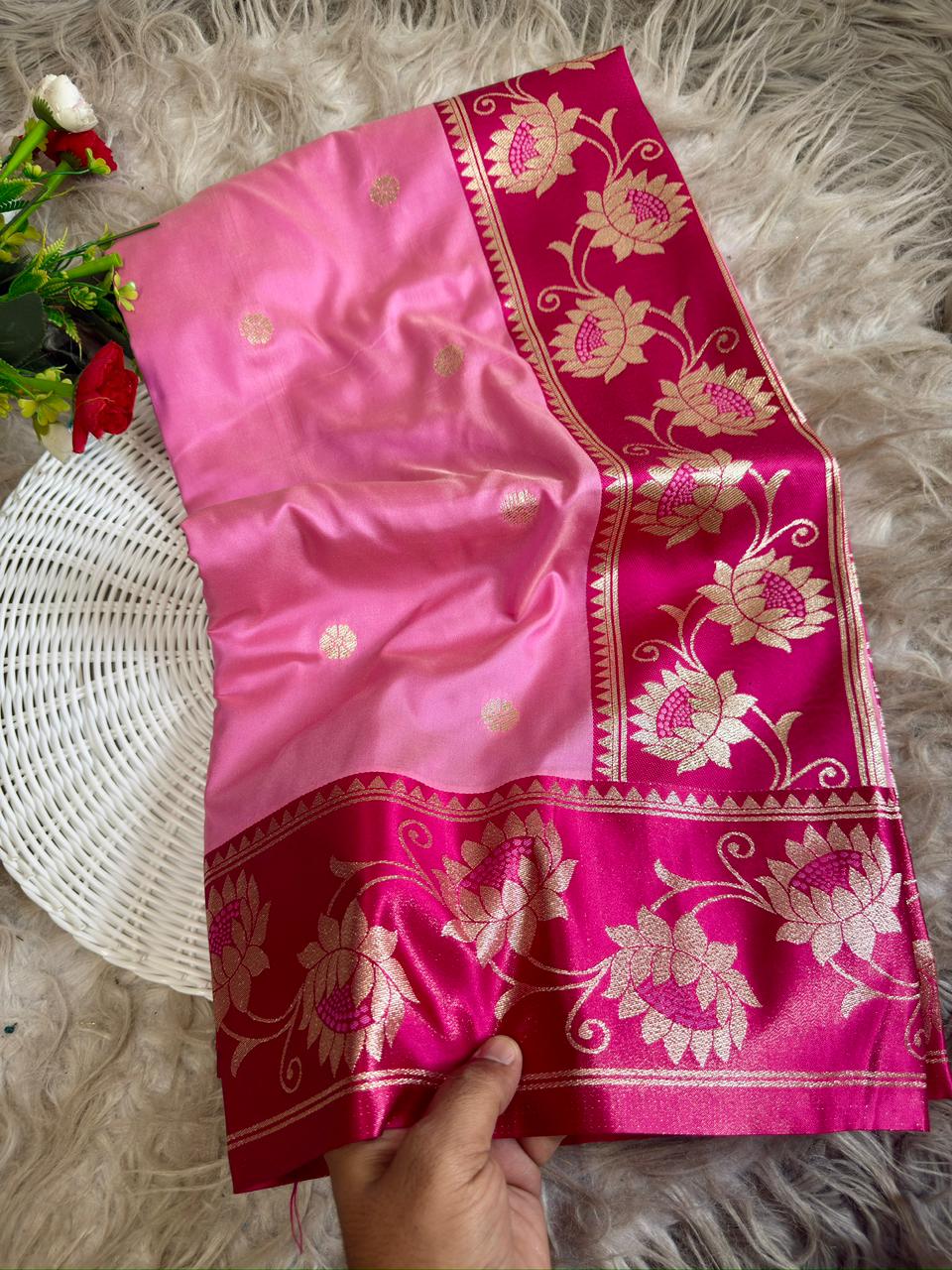 SA-7091 SOFTS SILK FABRIC SAREE  WITH BEAUTFUL PAITNAI DESIGN WITH BEAUTIFL PAITHANI DESIGN ON PALLU WITH BLOUSE