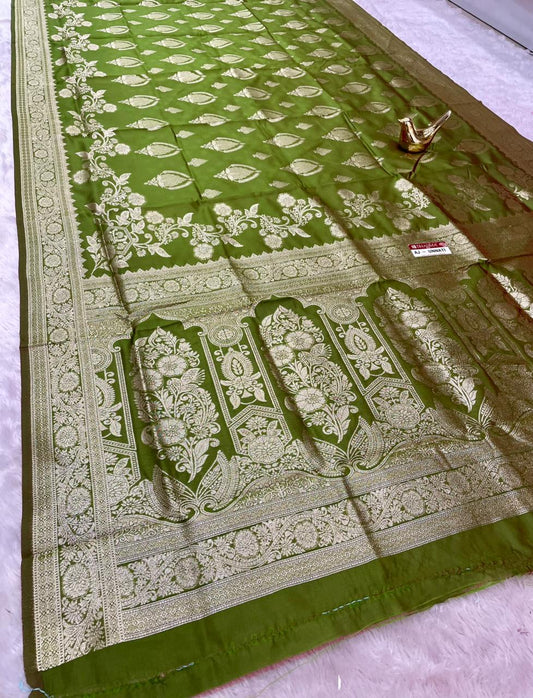 AJ-UNNATI LITCHI KOTA FABRIC SAREE WITH RICH PALLU DESIGN WITH BANARSHI ZAREE WORK WITH BUTTI BLOUSE