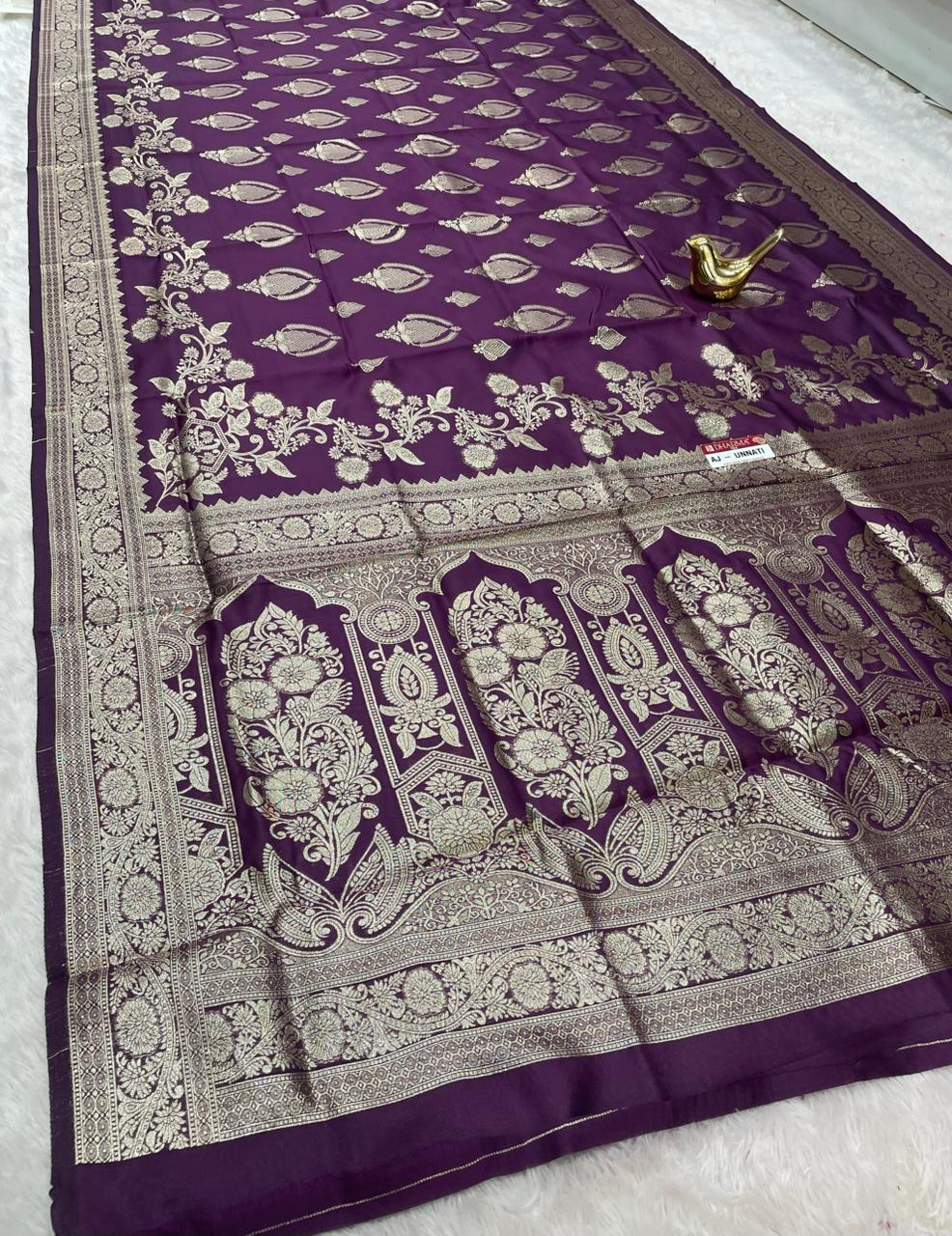 AJ-UNNATI LITCHI KOTA FABRIC SAREE WITH RICH PALLU DESIGN WITH BANARSHI ZAREE WORK WITH BUTTI BLOUSE