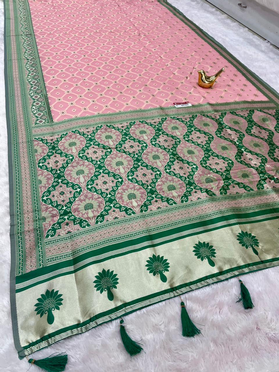 AJ-NAYASA COTTON FABRIC SAREE WITH RICH PALLU DESIGN WITH BEAUTIFUL DAMAN PATTA WITH BOX DESIGN WITH BUTTI BLOUSE WITH TASSELS