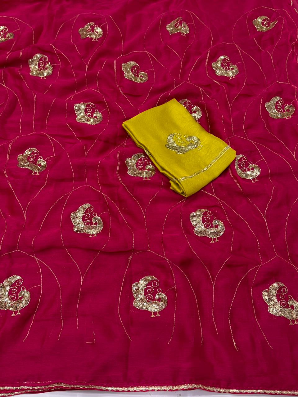 NN-2167 RANGOLI FABRIC SAREE WITH HANDWORK BORDER WORK WITH SEQUENCE WORK AND BEADS WORK WITH TASSELS WITH CONTRAST BLOUSE