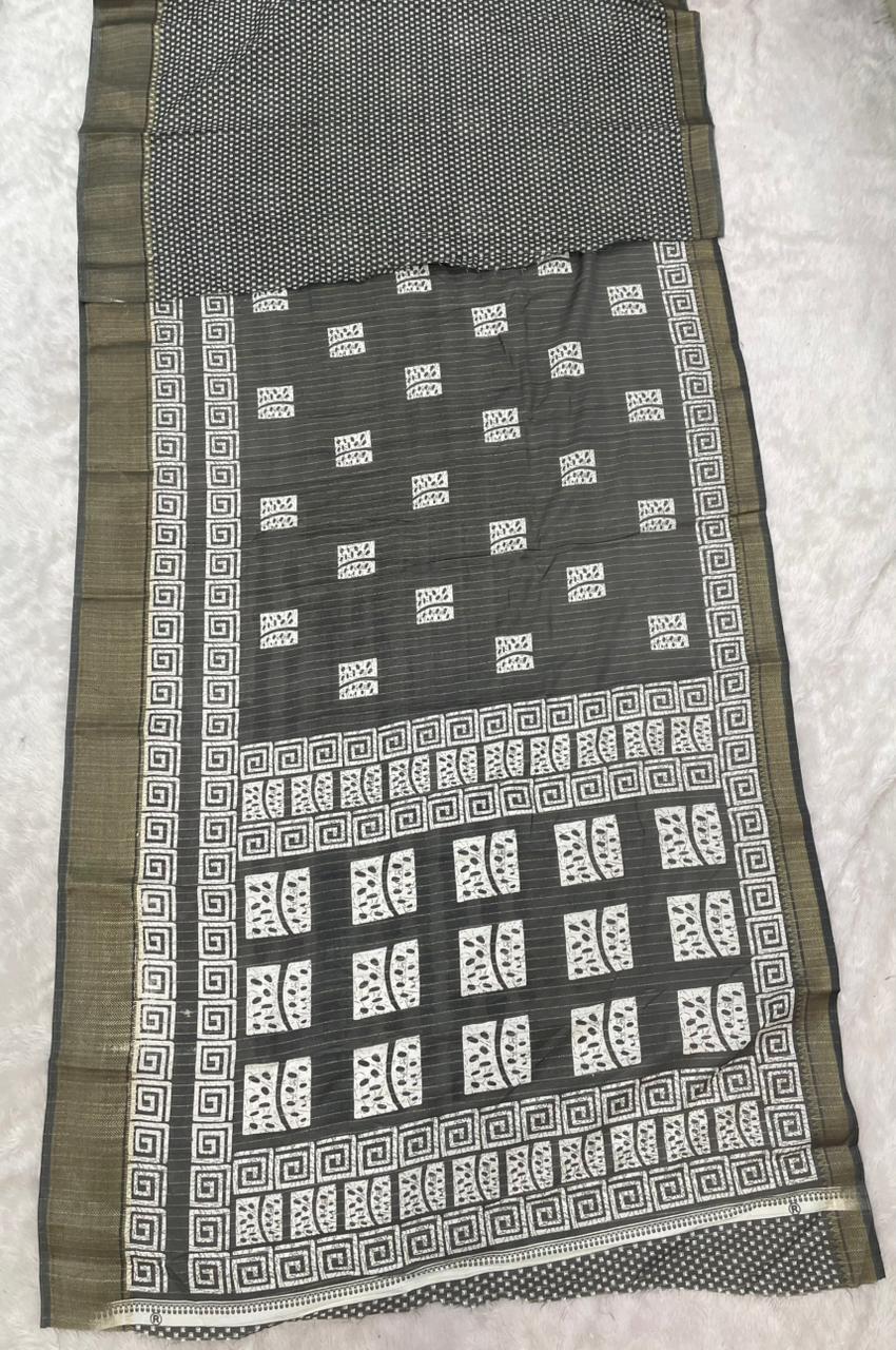 SV-8109 DOLA RIKO FABRIC SAREE WITH RICH PALLU WITH BEAUTIFUL PRINT WITH BUTTI BLOUSE