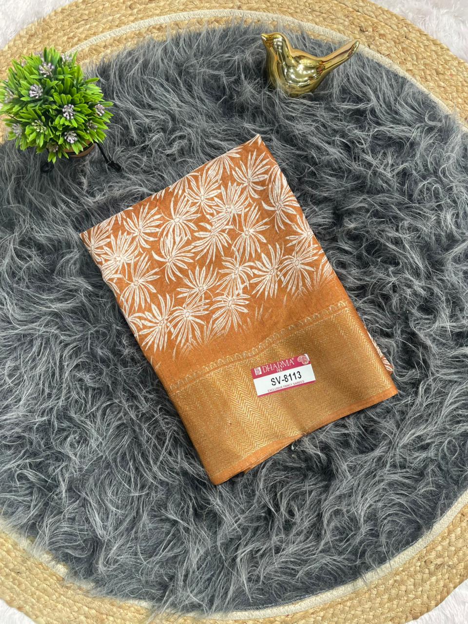 SV-8113 DOLA RIKO FABRIC SAREE WITH RICH PALLU DESIGN WOTH BEAUTIFUL PRINT WITH BLOUSE