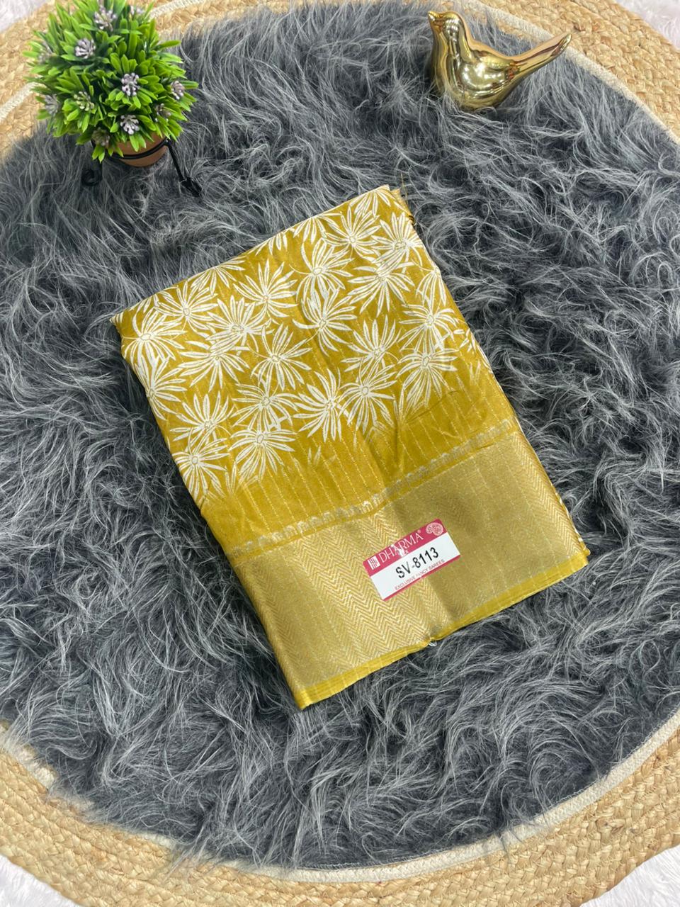 SV-8113 DOLA RIKO FABRIC SAREE WITH RICH PALLU DESIGN WOTH BEAUTIFUL PRINT WITH BLOUSE