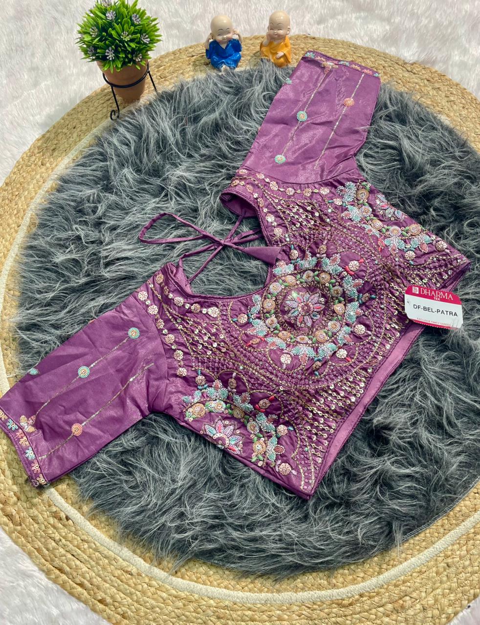 DF-BEL PATRA ORIGINAL CHOCLATE FABRIC SAREE WITH EMBROIDERY WORK AND SEQUENCE WORK WITH CODING WORK AND HEAVY EMBROIDERY STICHED BLOUSE WITH HANDWORK AND SEQUENCE WORK WITH TRENDING SAREE