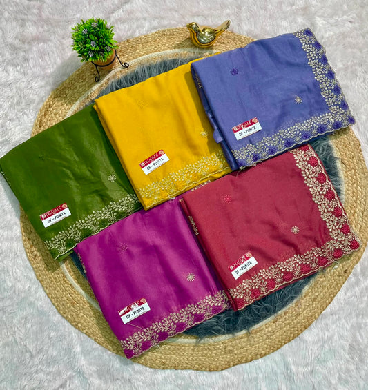 DF-PUNITA STAR GEORGETTE SAREE FEATURING ELEGANT SEQUENCE BUTTI WORK WITH RICH EMBROIDERY WORK WITH DESIGNER BORDER AND BEAUTIFUL PALLU WITH BLOUSE