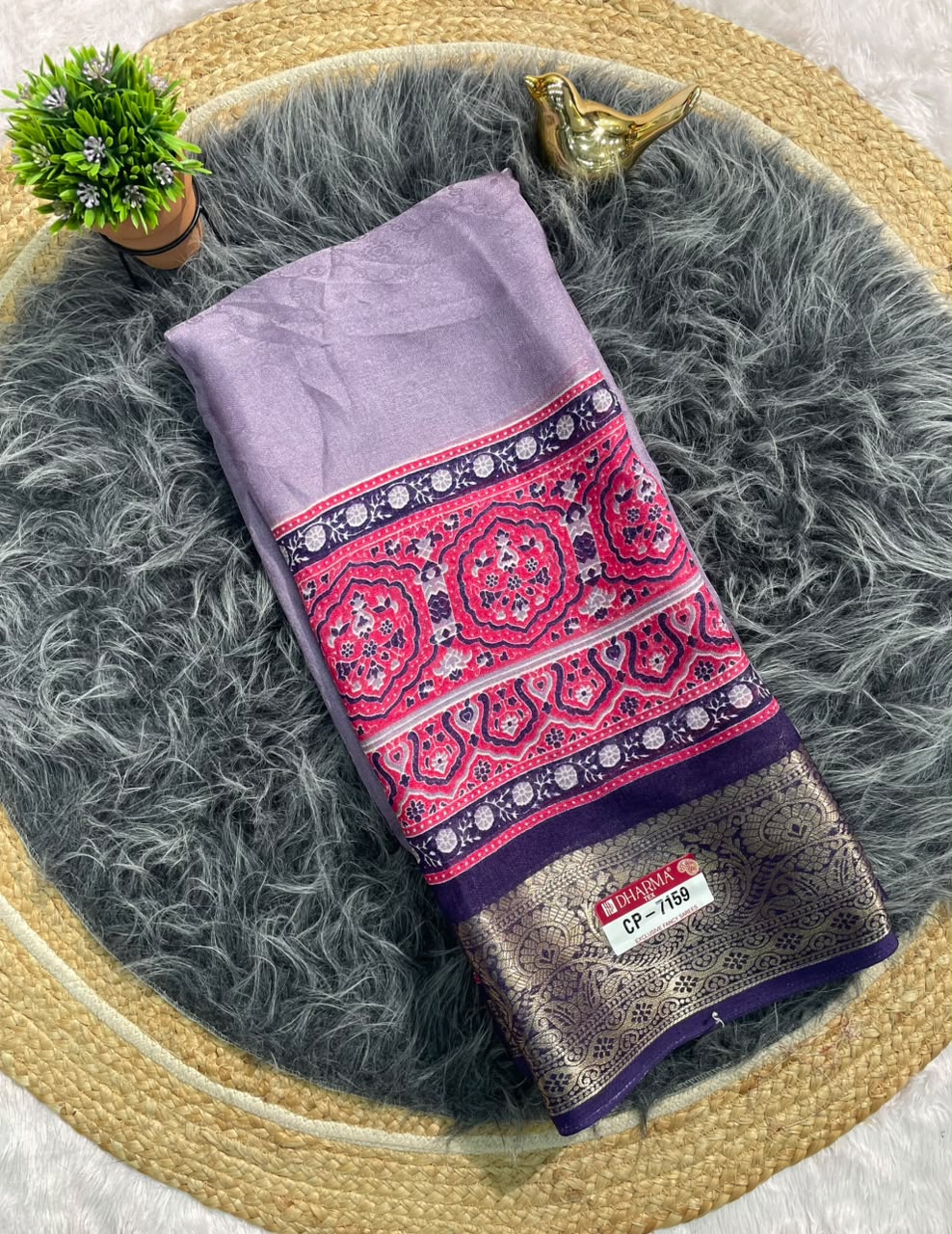 CP-7159 MARSMALLOW FABRIC SAREE WITH RICH PALLU DESIGN WITH BEAUTIFUL DAMAN DESIGN WITH BLOUSE