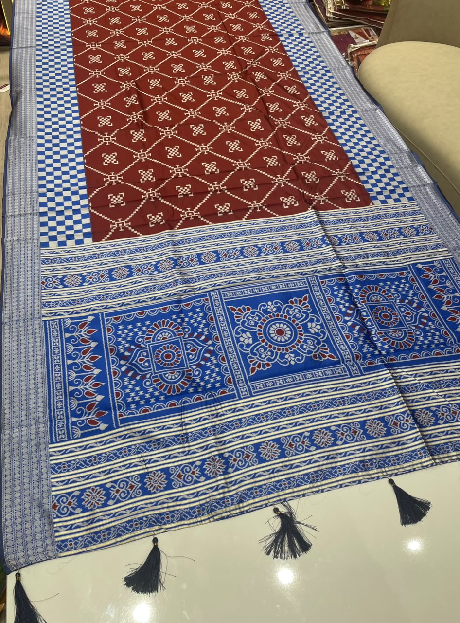 AJ-CELLO BANDHANI WEAVING DESIGN  WITH RICH PALLU WITH TASSELS