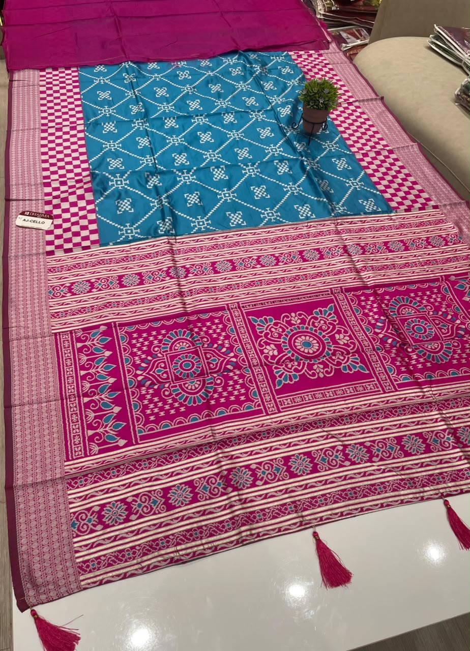 AJ-CELLO BANDHANI WEAVING DESIGN  WITH RICH PALLU WITH TASSELS