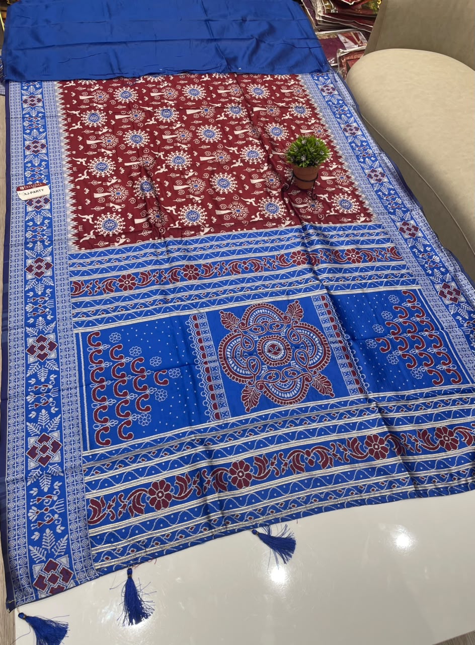 AJ-PARTY SOFT SILK SAREE WITH RICH PALLU WITH BEAUTIFUL UNIQUE DEDIGN WITH MEENAKARI WORK