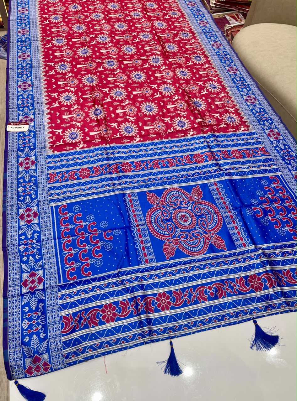 AJ-PARTY SOFT SILK SAREE WITH RICH PALLU WITH BEAUTIFUL UNIQUE DEDIGN WITH MEENAKARI WORK