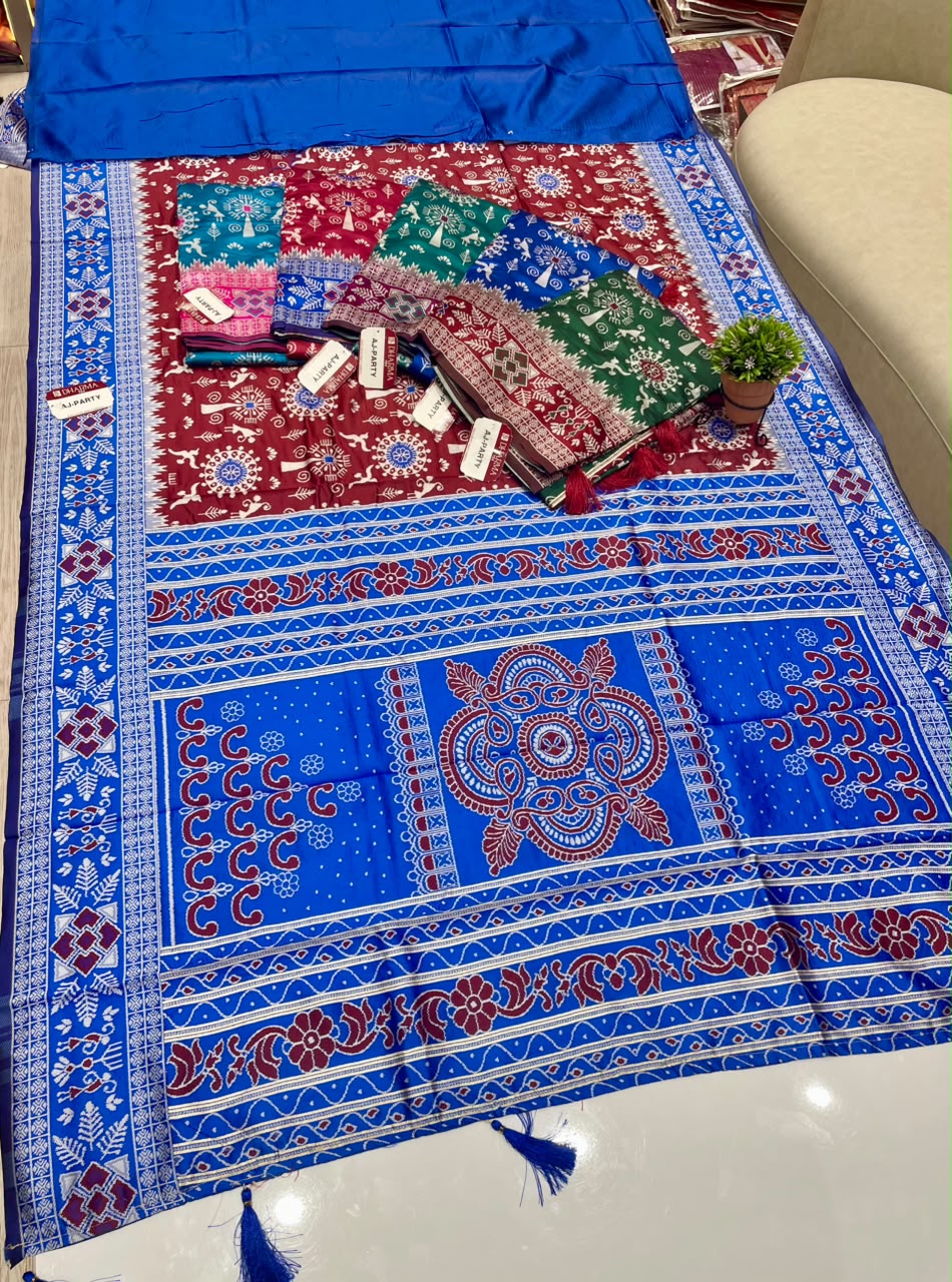 AJ-PARTY SOFT SILK SAREE WITH RICH PALLU WITH BEAUTIFUL UNIQUE DEDIGN WITH MEENAKARI WORK