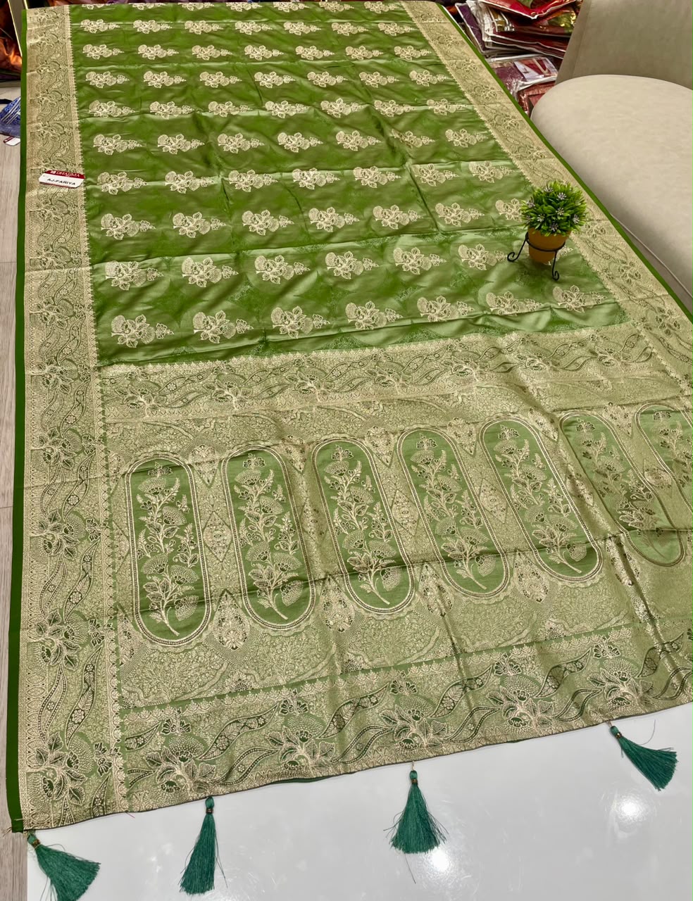 AJ-FARIYA SATIN MULBERRY SILK SAREE WITH HEAVY PALLU WITH BEAUTIFUL PATLI WORK DUSTY COLOR MATCHING