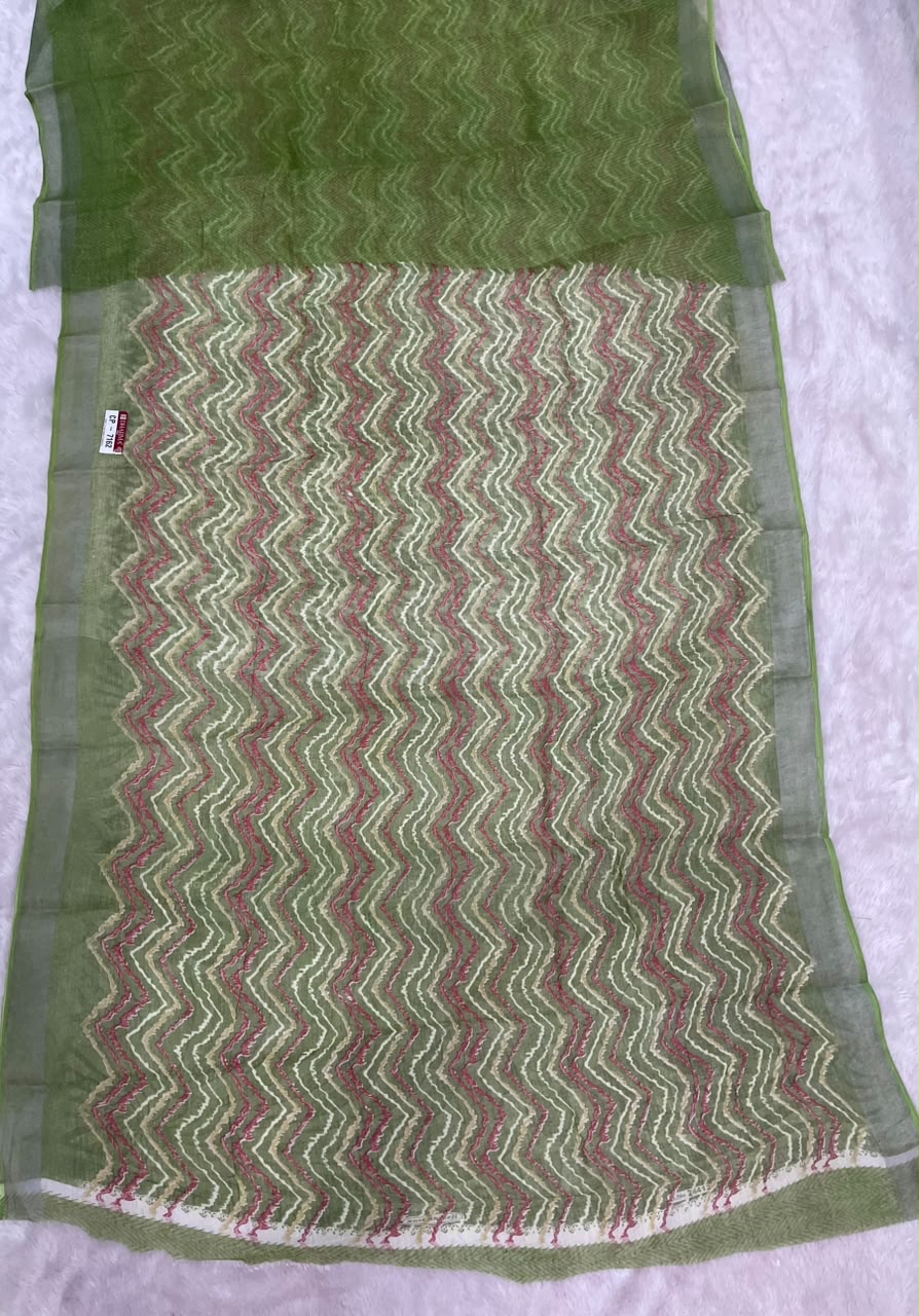 CP-7162 LINEN FABRIC SAREE WITH BEAUTIUFUL PRINT WITH BLOUSE