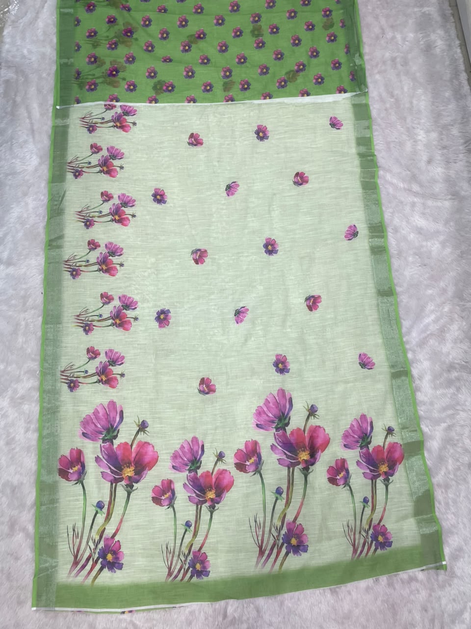 DP-4063 LINEN FABRIC SAREE WITH DIGITAL PRINT WITH BEUATIFUL DESIGN WITH BLOUSE