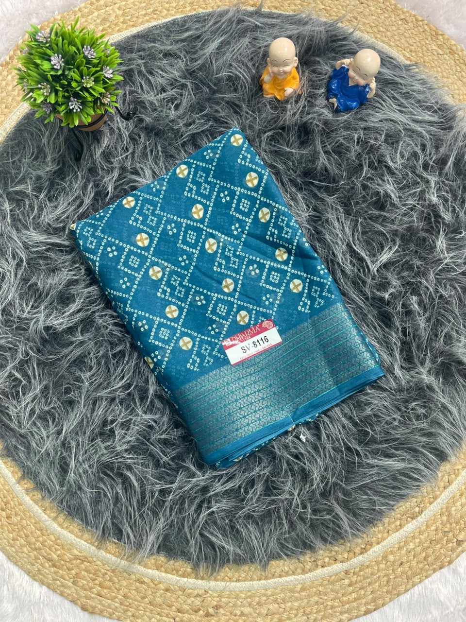 SV-8116 MAL COTTON FABRIC SAREE WITH RICH PALLU DESIGN WITH BEAUTIFUL PRINT WITH BLOUSE