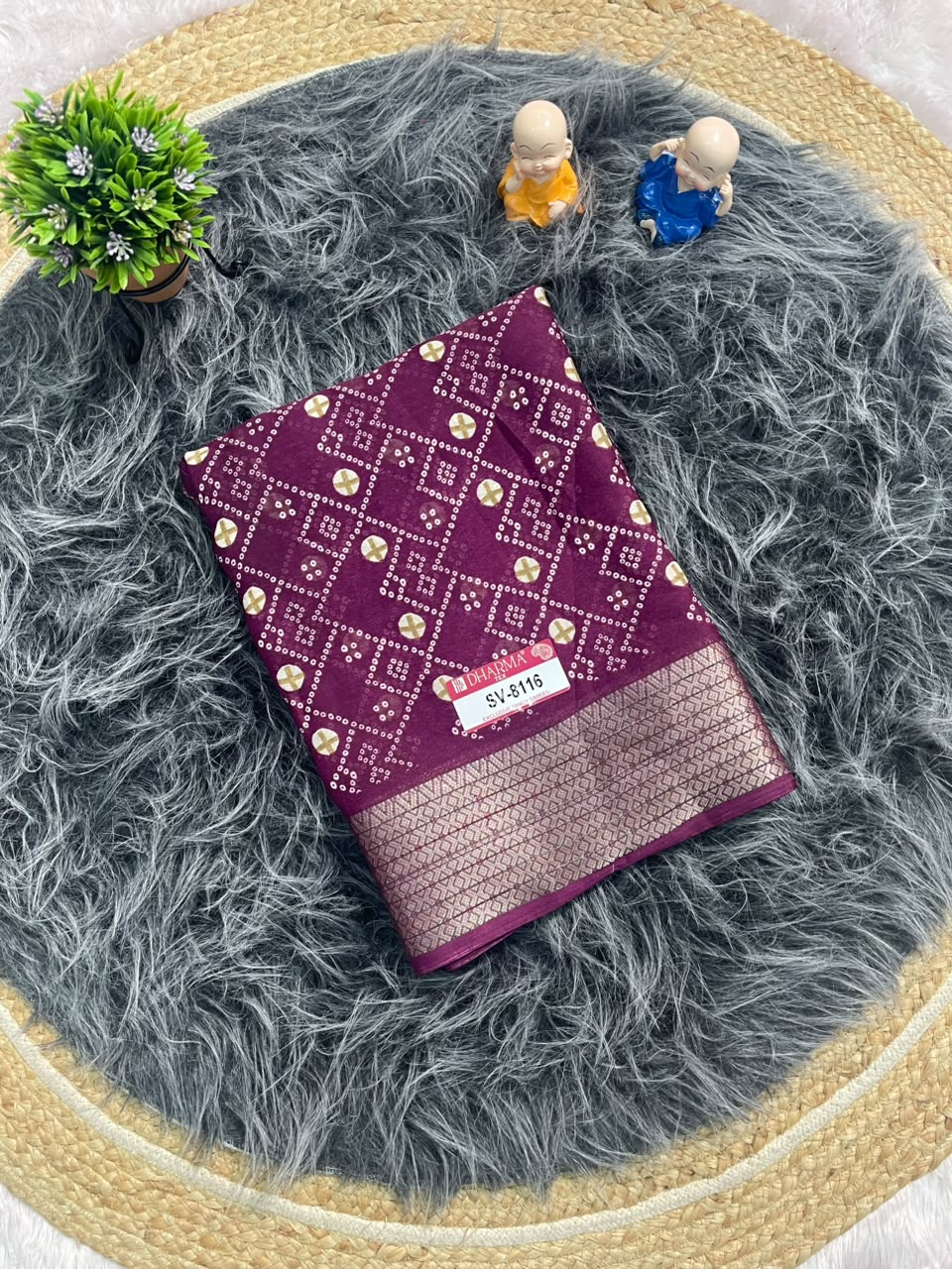 SV-8116 MAL COTTON FABRIC SAREE WITH RICH PALLU DESIGN WITH BEAUTIFUL PRINT WITH BLOUSE