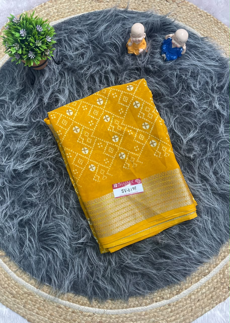 SV-8116 MAL COTTON FABRIC SAREE WITH RICH PALLU DESIGN WITH BEAUTIFUL PRINT WITH BLOUSE