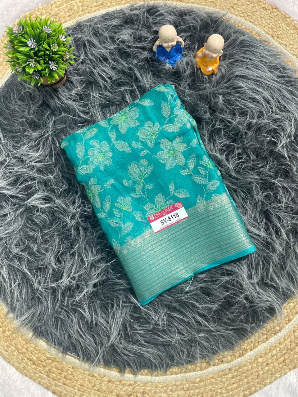 SV-8118 MARSHMALLOW FABRIC SAREE WITH RICH PALLU DESIGN WITH BEAUTIFUL FLORAL PRINT WITH BLOUSE