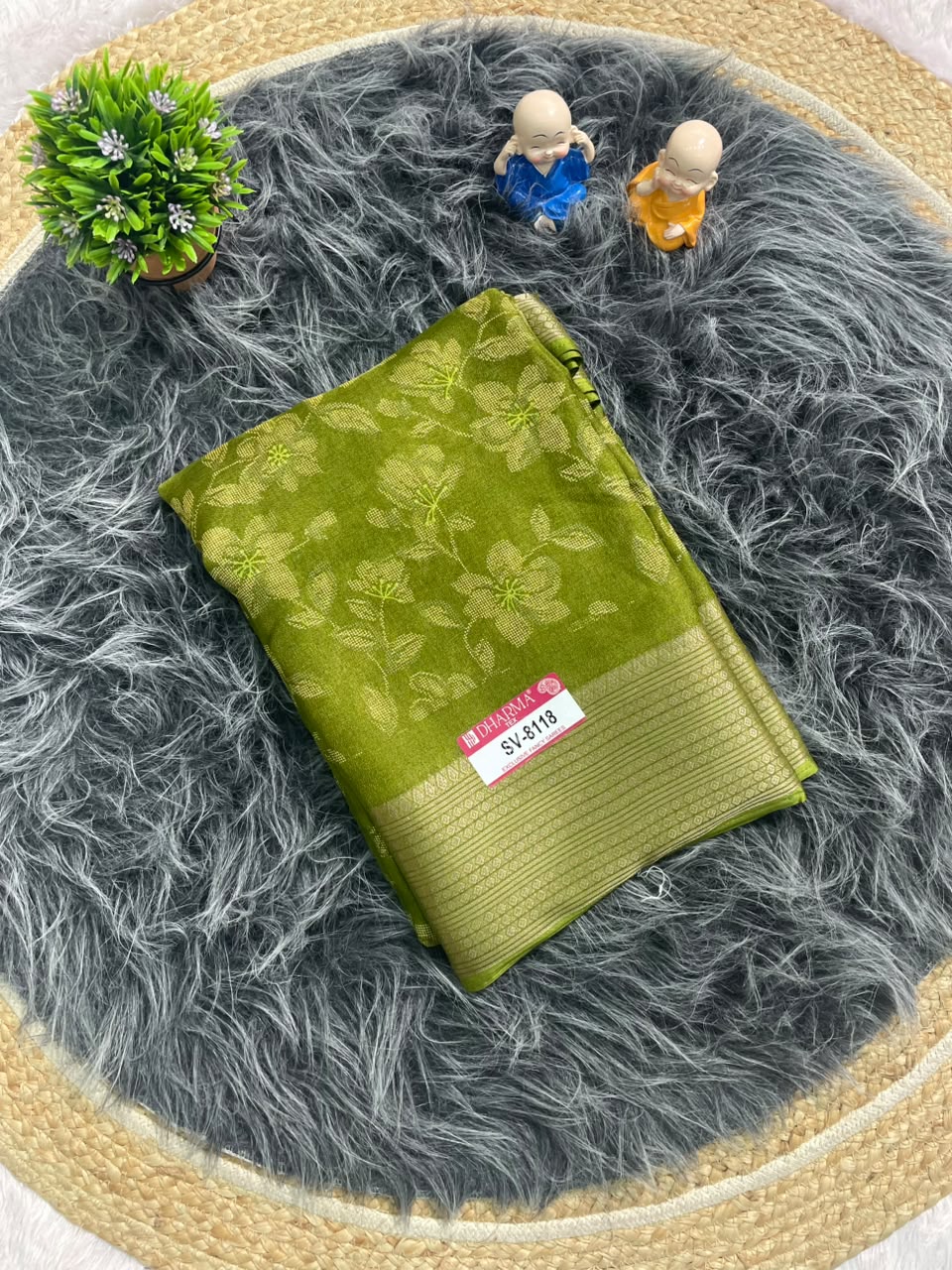 SV-8118 MARSHMALLOW FABRIC SAREE WITH RICH PALLU DESIGN WITH BEAUTIFUL FLORAL PRINT WITH BLOUSE