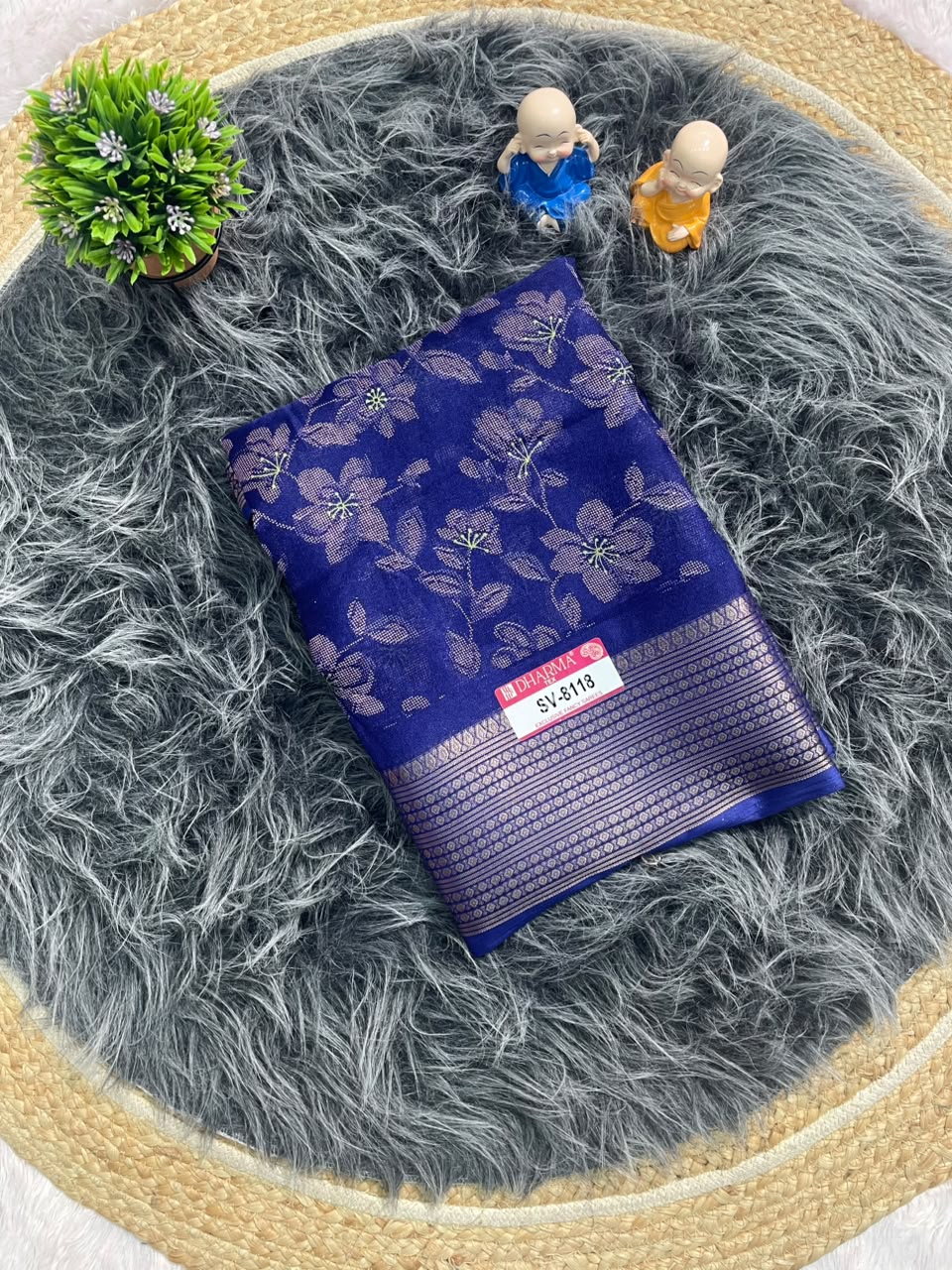 SV-8118 MARSHMALLOW FABRIC SAREE WITH RICH PALLU DESIGN WITH BEAUTIFUL FLORAL PRINT WITH BLOUSE