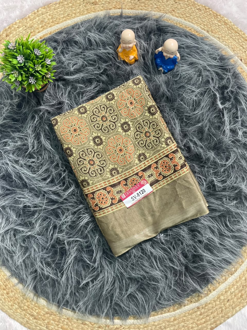SV-8120 MAL COTTON FABRIC SAREE WITH RICH PALLU DESIGN WITH BEAUTIFUL FLORAL PRINT WITH BLOUSE