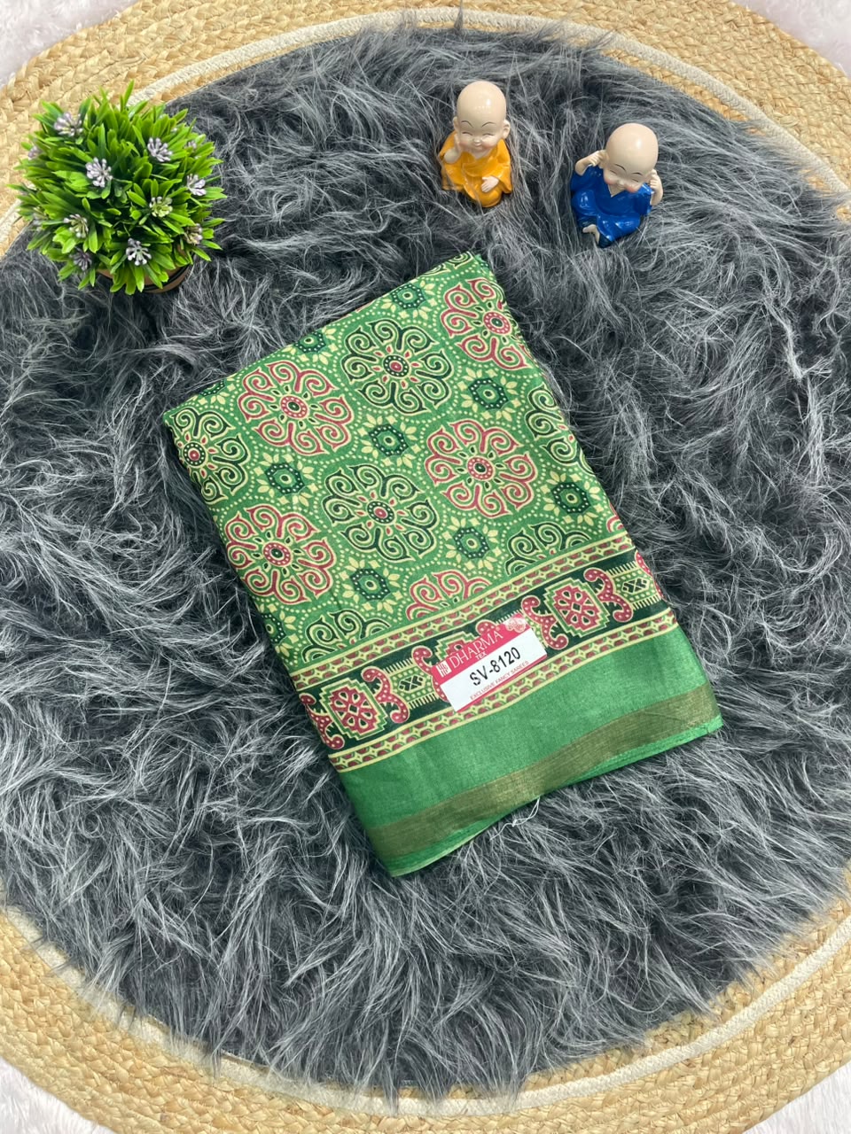 SV-8120 MAL COTTON FABRIC SAREE WITH RICH PALLU DESIGN WITH BEAUTIFUL FLORAL PRINT WITH BLOUSE